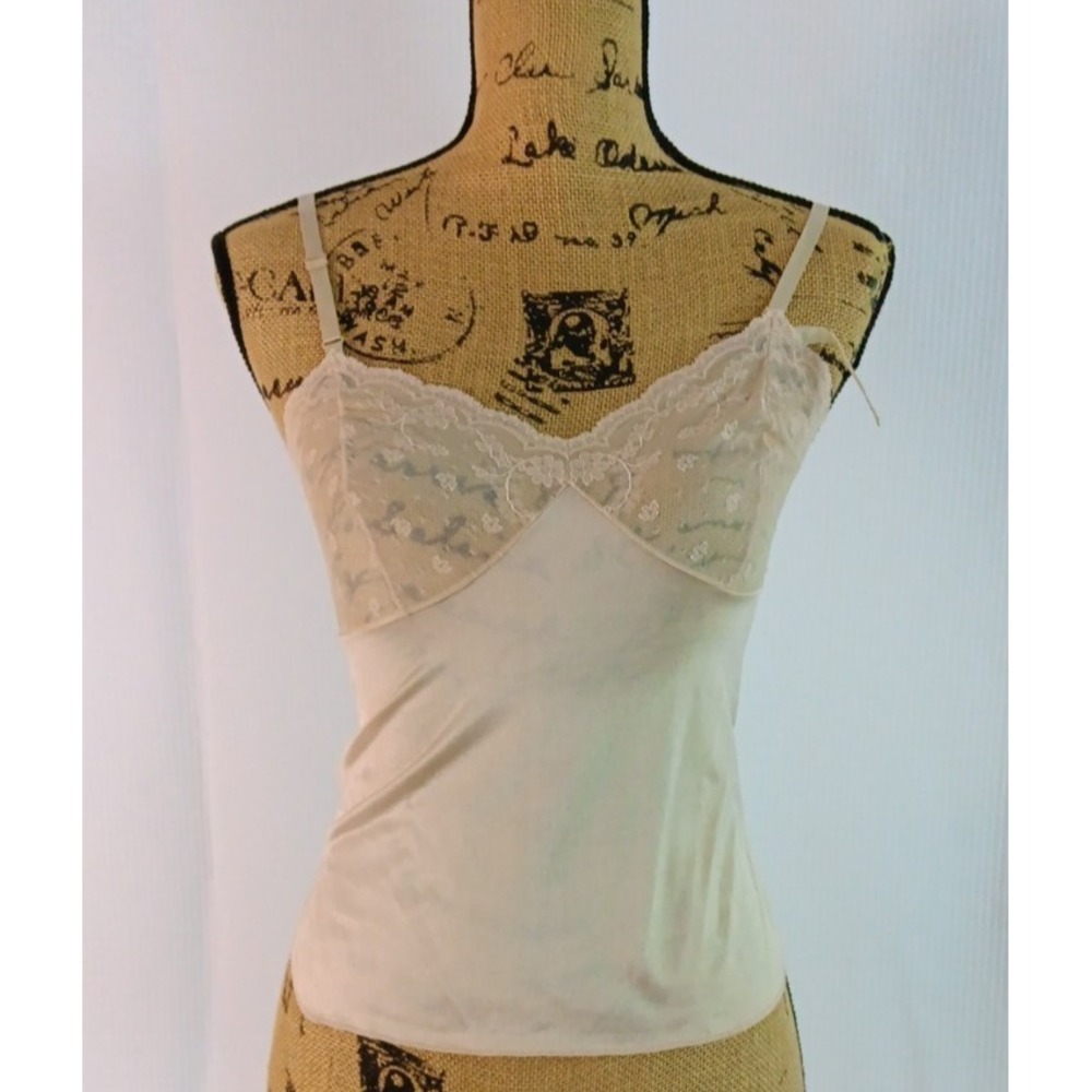 Vassarette Beige spaghetti Straps Chemise Camisole Nylon Lingerie size 23 / 80
